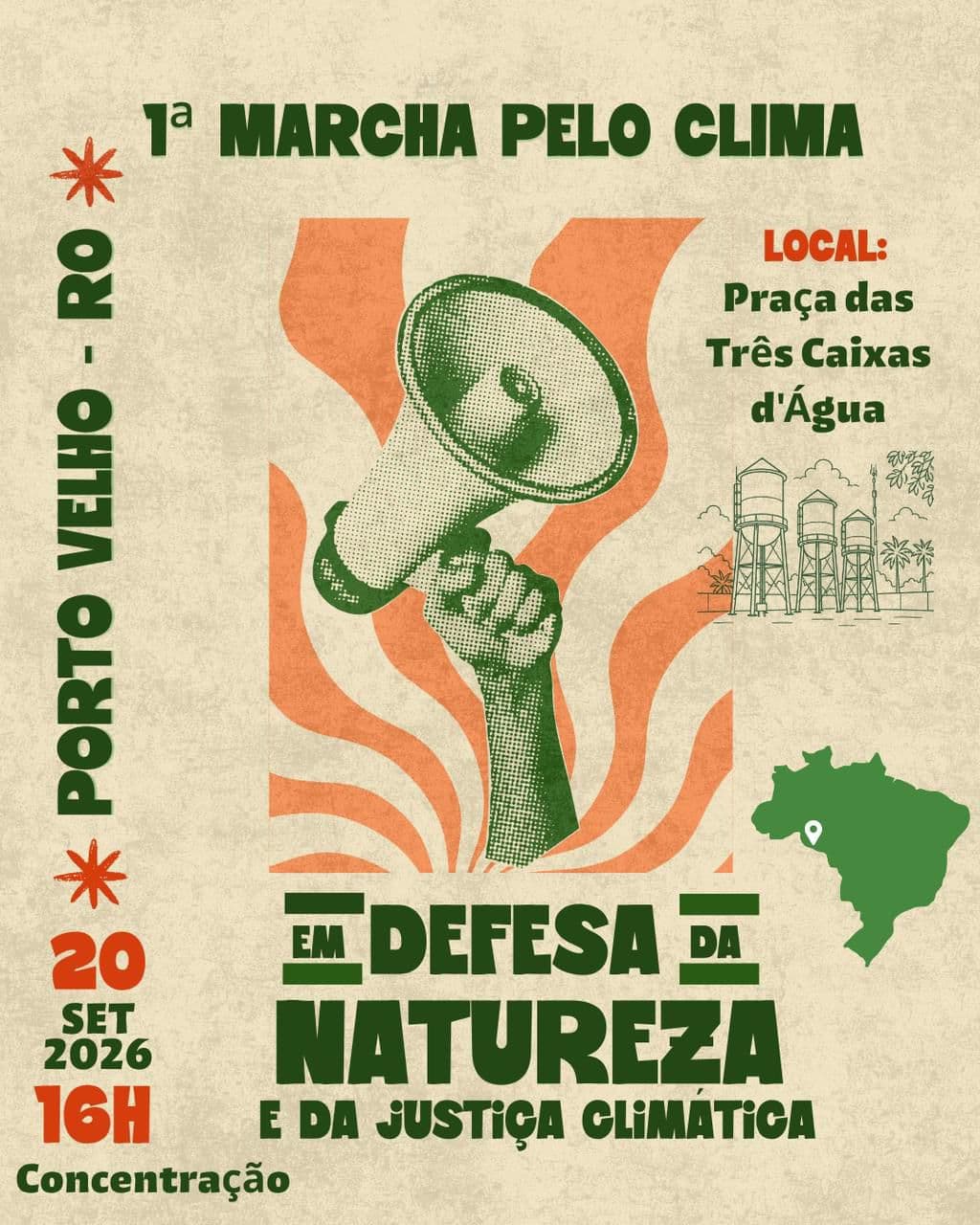Participantes de mobilização ambiental pelas ruas de Porto Velho durante ato em defesa da natureza e da justiça climática.