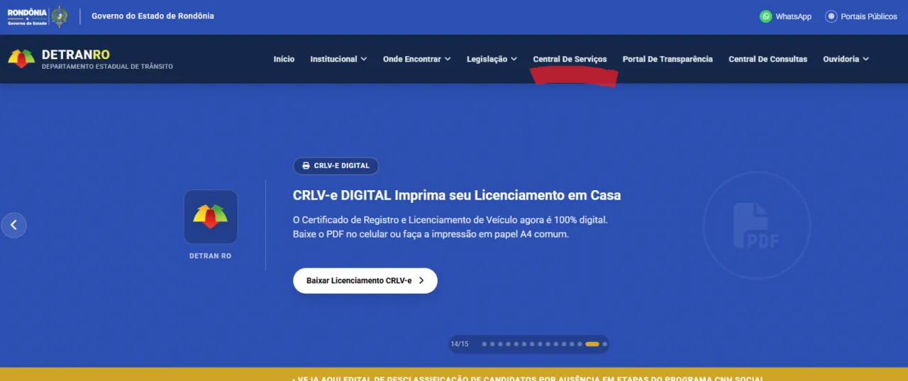 Plataforma digital do Detran-RO permite acessar serviços de veículos e habilitação pela internet.